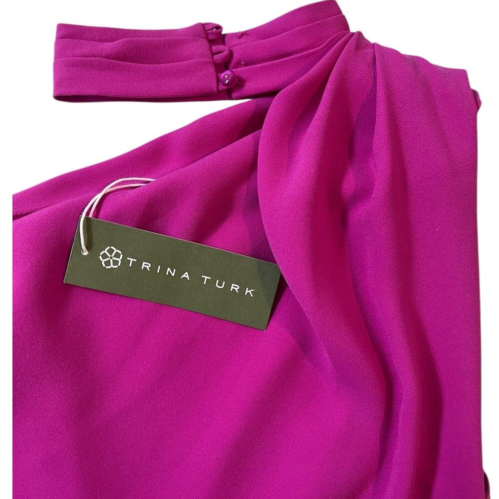 Trina Turk NIAN One Shoulder Cocktail Shift Dress | Sz 2, Phlox Pink *Flaw* - Picture 6 of 9